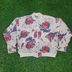 VTG 90s All Over Print Bomber Jacket Mens L Boxy Cropped Fit Art to Wear